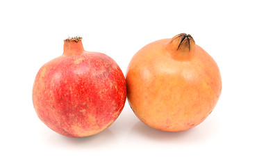 Image showing Two pomegranates, red and yellow