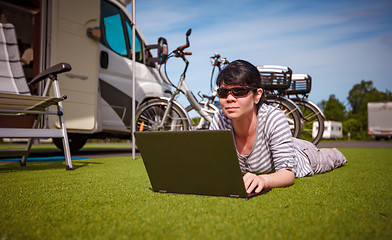 Image showing Family vacation travel, holiday trip in motorhome