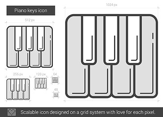 Image showing Piano keys line icon.