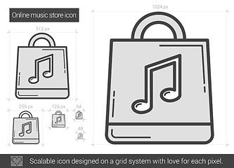 Image showing Online music store line icon.