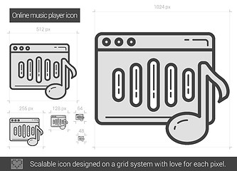 Image showing Online music player line icon.