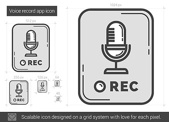 Image showing Voice record app line icon.