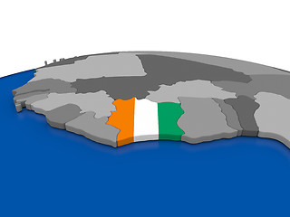 Image showing Ivory Coast on 3D globe