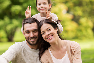 Image showing happy family in summer park and having fun