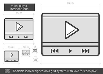 Image showing Video player interface line icon.