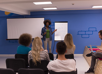 Image showing Black woman Speaker Seminar Corporate Business Meeting Concept