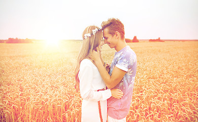 Image showing happy smiling young hippie couple outdoors