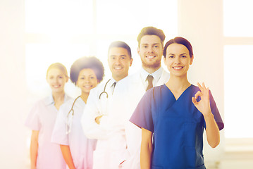 Image showing group of happy doctors at hospital