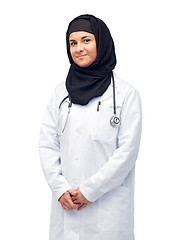 Image showing muslim female doctor in hijab with stethoscope
