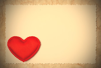Image showing Red hearts on a blank photo paper