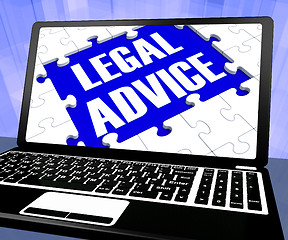 Image showing Legal Advice On Laptop Shows Legal Consultation