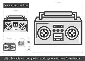 Image showing Vintage boombox line icon.