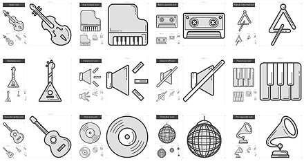 Image showing Music line icon set.