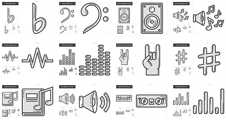 Image showing Music line icon set.