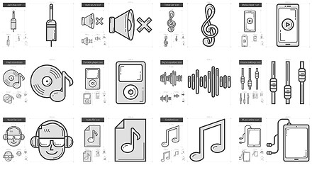 Image showing Music line icon set.