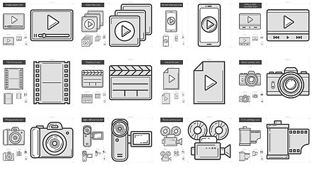 Image showing Media line icon set.