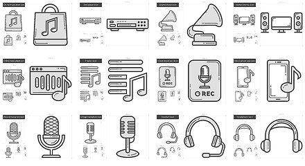 Image showing Music line icon set.