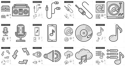 Image showing Music line icon set.