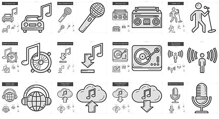 Image showing Music line icon set.