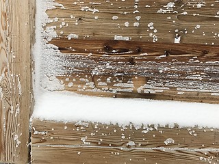 Image showing old wood covered with snow background