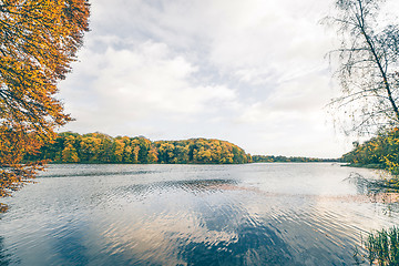 Image showing Lake scenery in the fall with trees