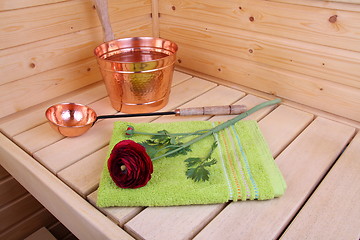 Image showing Interior of a Finnish sauna