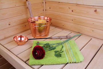 Image showing Interior of a Finnish sauna