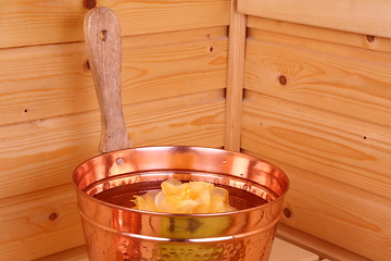 Image showing Bucket with water in sauna