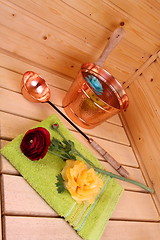 Image showing Interior of a Finnish sauna