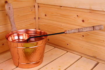 Image showing Bucket with water in sauna