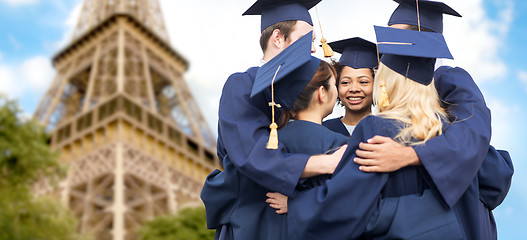 Image showing students or bachelors hugging over eiffel tower