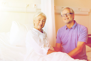 Image showing senior couple meeting at hospital ward