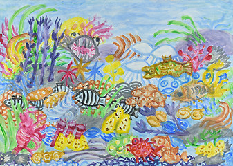 Image showing Underwater world abstract painting