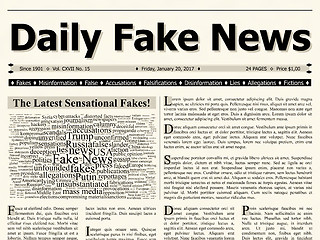 Image showing Front page of daily fake news mainstream newspaper title headlin