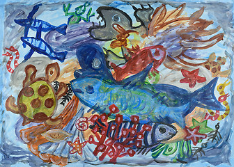 Image showing Underwater world abstract painting