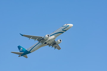 Image showing Jet airplane Embraer ERJ-195 of Air Dolomiti Italian airlines