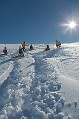 Image showing Skiing slopes in sunshine