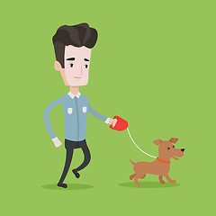 Image showing Young man walking with his dog vector illustration