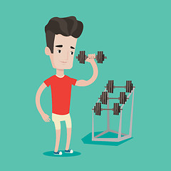 Image showing Man lifting dumbbell vector illustration.