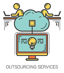 Image showing Outsourcing services line infographic.