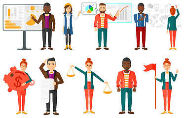 Image showing Vector set of illustrations with business people.