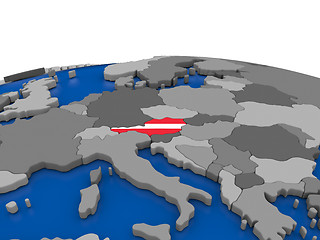 Image showing Austria on 3D globe