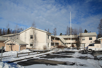 Image showing Wooden apartment building