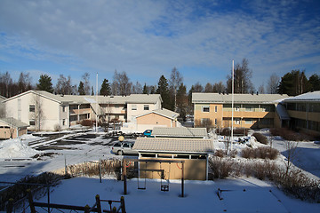 Image showing Wooden apartment building