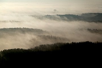 Image showing Foggy Aerial Landscape