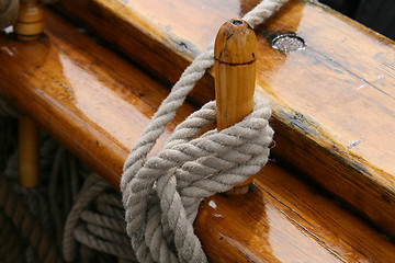 Image showing rope fasten on a ship.