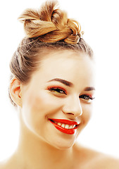 Image showing young stylish woman with fashion make up and hairstyle isolated 