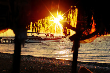 Image showing sun on beach at sunday