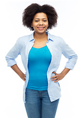 Image showing happy african american young woman over white