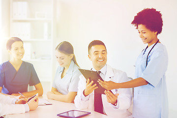 Image showing group of happy doctors meeting at hospital office